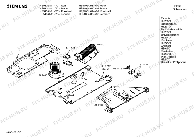 Схема №3 HE54044 S2001 с изображением Инструкция по эксплуатации для духового шкафа Siemens 00524775
