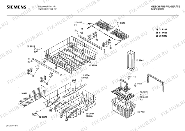 Схема №4 SN25005FF с изображением Панель для посудомойки Siemens 00271780
