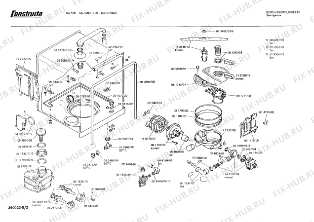 Взрыв-схема посудомоечной машины Constructa CG4260 - Схема узла 02
