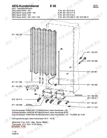 Взрыв-схема холодильника Aeg S3442-1 KG - Схема узла Refrigerator cooling system