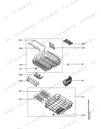 Взрыв-схема посудомоечной машины Privileg 600324_10761 - Схема узла Baskets, tubes 061