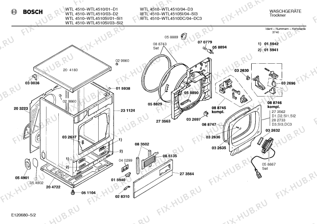 Взрыв-схема сушильной машины Bosch WTL4510DC - Схема узла 02