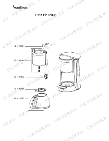 Схема №1 FG111110/9Q0 с изображением Холдер фильтра  для электрокофемашины Moulinex SS-200144