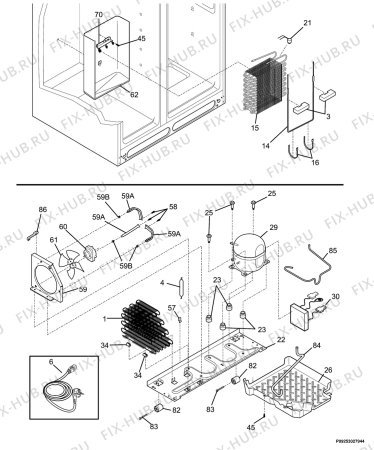 Взрыв-схема холодильника Aeg Electrolux S75628SK13 - Схема узла Cooling system 017