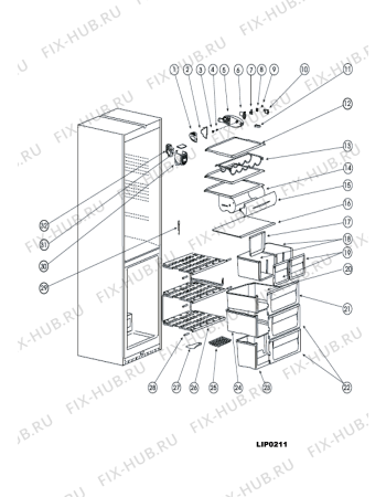 Взрыв-схема холодильника Hotpoint-Ariston RMBA1185LV (F048627) - Схема узла