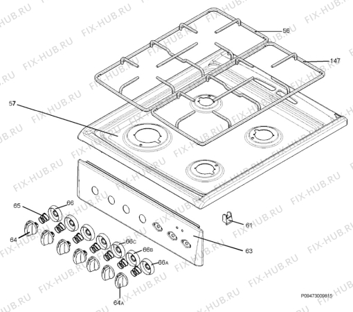 Взрыв-схема плиты (духовки) Electrolux EKC5608 - Схема узла Section 4