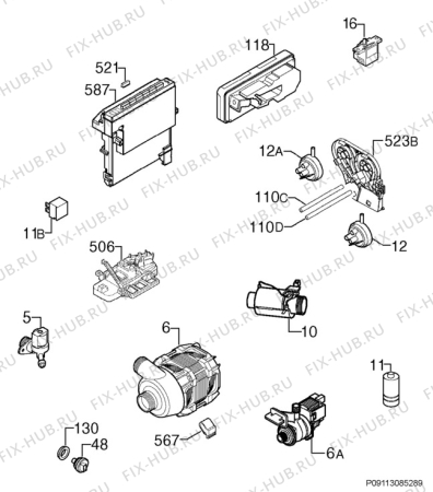 Взрыв-схема посудомоечной машины John Lewis JLBIDW1202 - Схема узла Electrical equipment 268