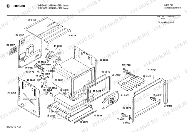 Взрыв-схема плиты (духовки) Bosch HBE630UGB - Схема узла 02