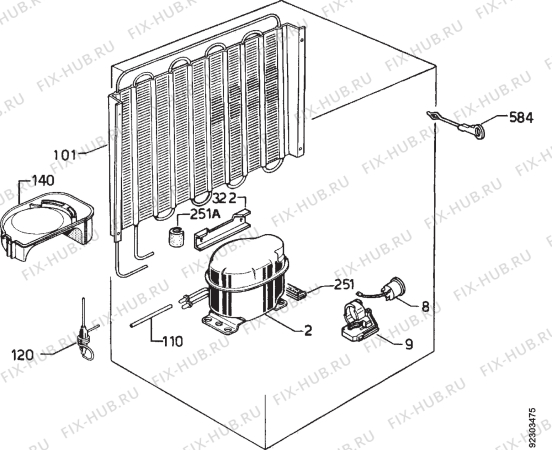 Взрыв-схема холодильника Electrolux ER1524T - Схема узла Cooling system 017