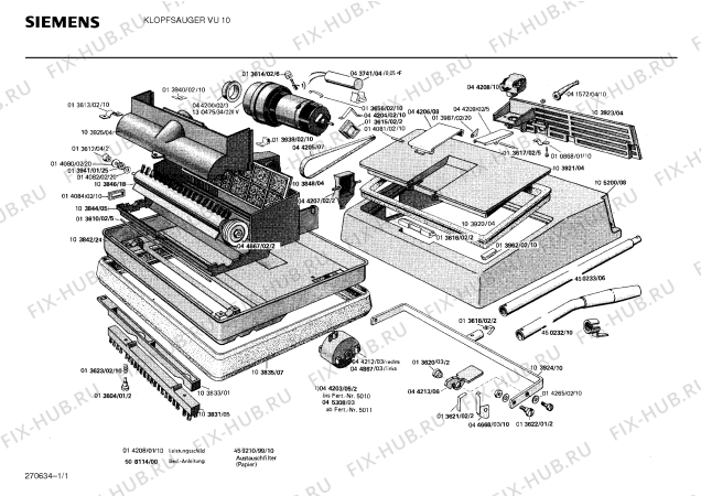 Схема №1 VU2000 с изображением Фильтр для пылесоса Siemens 00103848