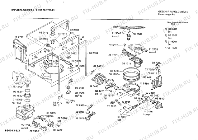 Схема №2 0730302709 GS24/1S с изображением Панель для посудомойки Bosch 00118332
