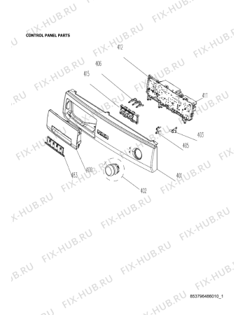 Схема №4 AWG/B M7080S с изображением Емкоть для порошка для стиральной машины Whirlpool 482000019775