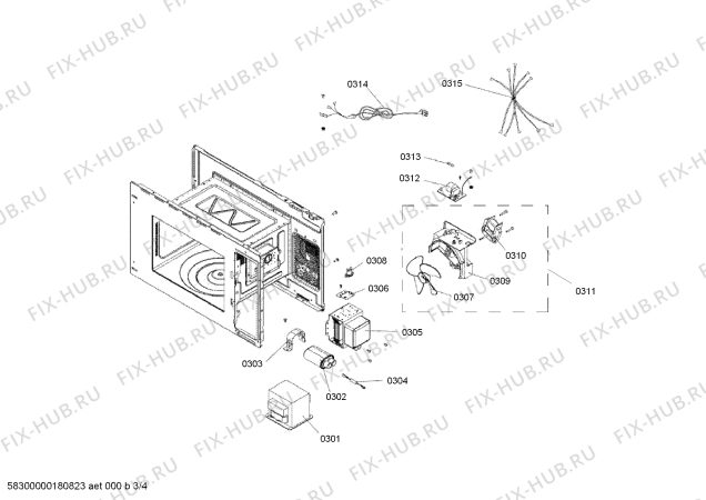 Взрыв-схема микроволновой печи Bosch HMT75M624 - Схема узла 03