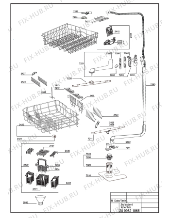 Взрыв-схема посудомоечной машины Beko DSN 6832 X (7682943942) - EXPLODED VIEW (INNER TUB)