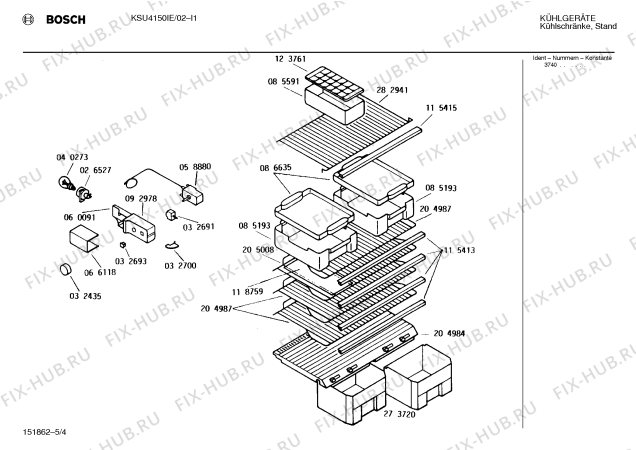 Схема №3 KSU4150IE с изображением Рычаг для холодильника Bosch 00059140