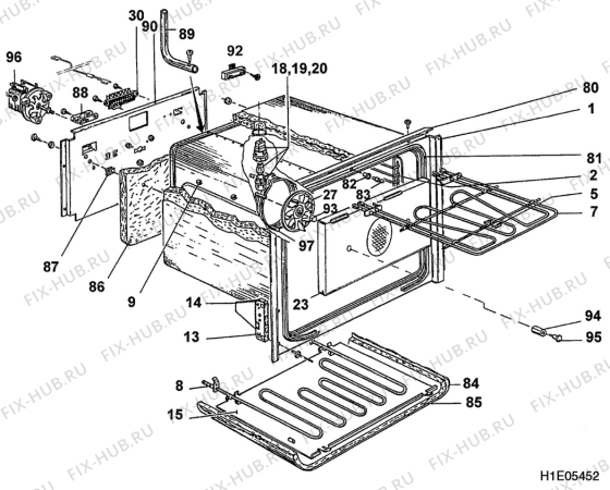 Взрыв-схема плиты (духовки) Aeg C5012V - Схема узла H10 Main Oven Cavity (large)