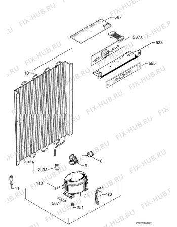 Взрыв-схема холодильника Privileg 005981_40634 - Схема узла Cooling system 017