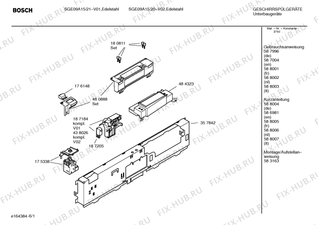 Схема №2 S6409N3 SU909C с изображением Краткая инструкция для электропосудомоечной машины Bosch 00588006