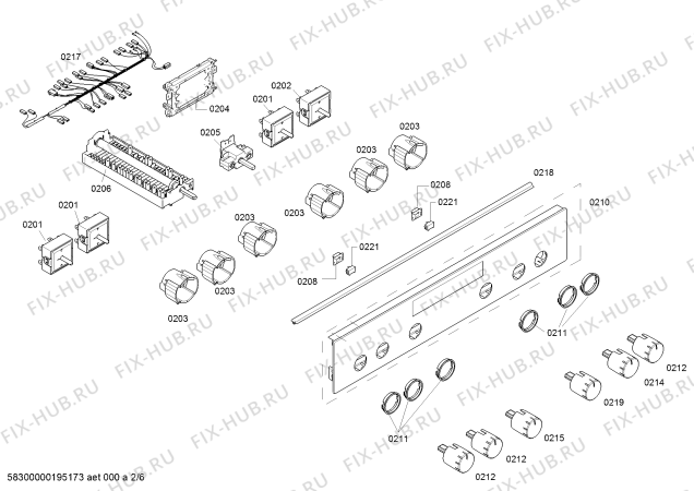 Взрыв-схема плиты (духовки) Bosch HCA643220Q - Схема узла 02