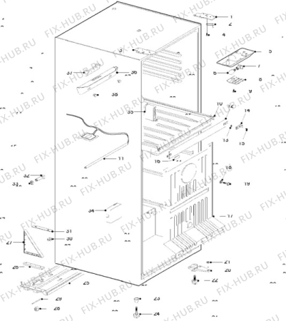 Взрыв-схема холодильника Zanussi ZFC47/52FF - Схема узла Cabinet + furniture (extra)