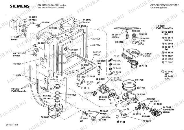 Взрыв-схема посудомоечной машины Siemens SN54200FF - Схема узла 02