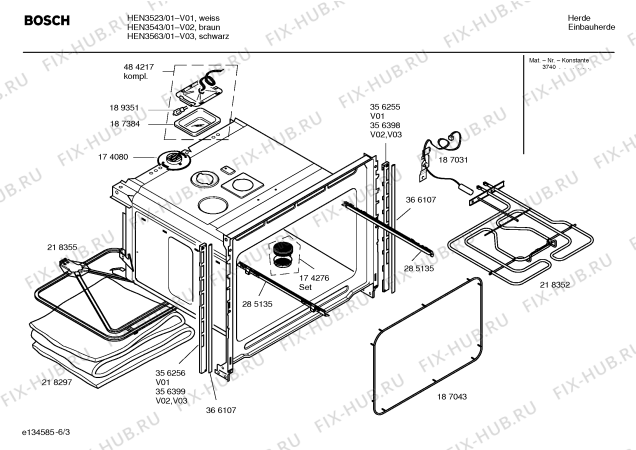 Схема №6 HEN3543 с изображением Инструкция по эксплуатации для плиты (духовки) Bosch 00581330