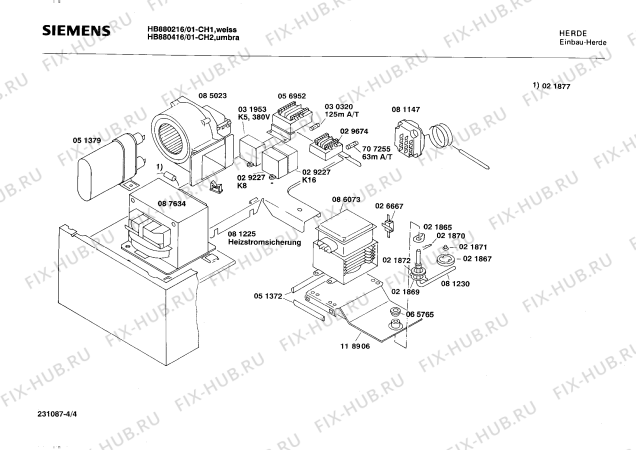 Взрыв-схема плиты (духовки) Siemens HB880416 - Схема узла 04