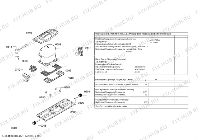 Схема №2 KDV58VL30N, Bosch с изображением Модуль управления, запрограммированный для холодильника Bosch 12010150