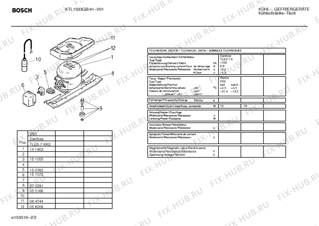 Взрыв-схема холодильника Bosch KTL1503GB - Схема узла 02