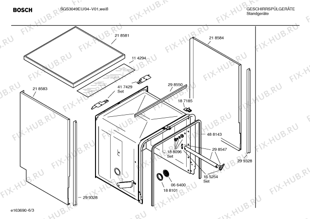 Схема №2 SGS3049EU с изображением Инструкция по эксплуатации для посудомоечной машины Bosch 00584030