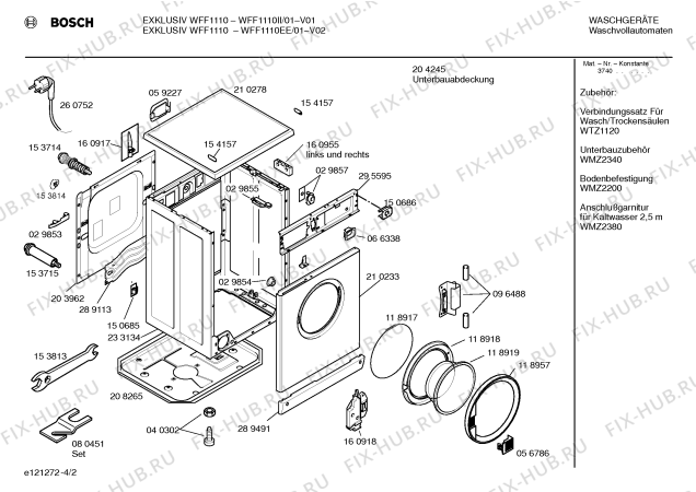 Взрыв-схема стиральной машины Bosch WFF1110EE, EXCLUSIV WFF1110 - Схема узла 02