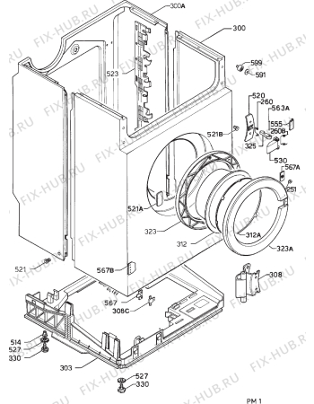 Взрыв-схема стиральной машины Tricity Bendix BW550B - Схема узла Cabinet + armatures