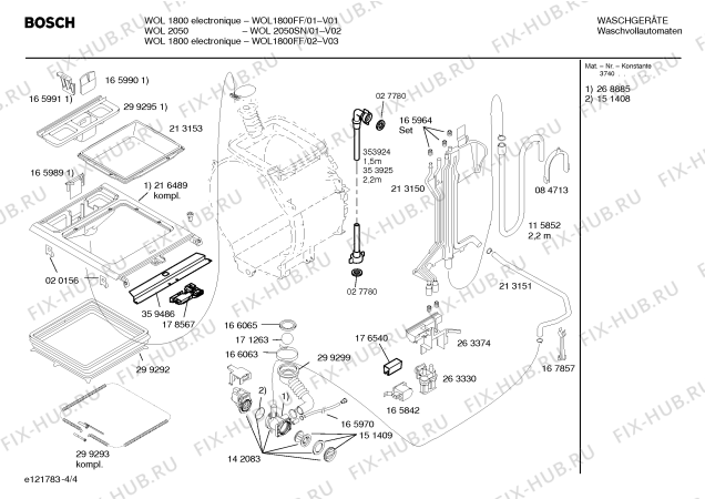 Схема №4 WOL2050SN WOL2050 с изображением Таблица программ для стиралки Bosch 00526969