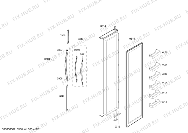 Взрыв-схема холодильника Samsung Electronics RS21WANS1/XEG - Схема узла 03