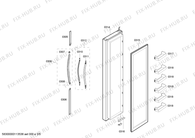 Схема №4 RS21WANS1/XEG с изображением Вставная полка для холодильника Bosch 00476139