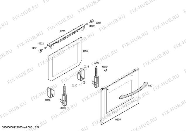 Схема №4 HB3TI5T1 Horno.tecnik.indnp.inox.multif_3d.ec2 с изображением Передняя часть корпуса для электропечи Bosch 00663328