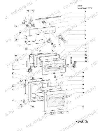 Взрыв-схема плиты (духовки) Hotpoint DSC50S (F071590) - Схема узла