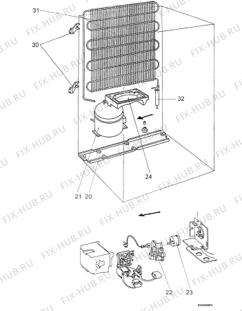 Взрыв-схема холодильника Zanussi ZF1603 - Схема узла Cooling system 017