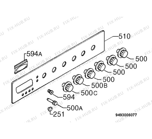 Взрыв-схема плиты (духовки) Zanussi ZHM743W - Схема узла Command panel 037