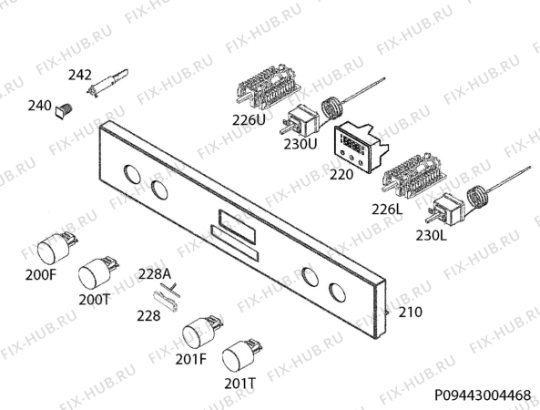 Взрыв-схема плиты (духовки) Zanussi ZOD35802BK - Схема узла Command panel 037