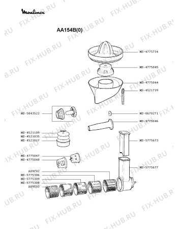 Взрыв-схема мясорубки Moulinex AA154B(0) - Схема узла JP001045.9P2