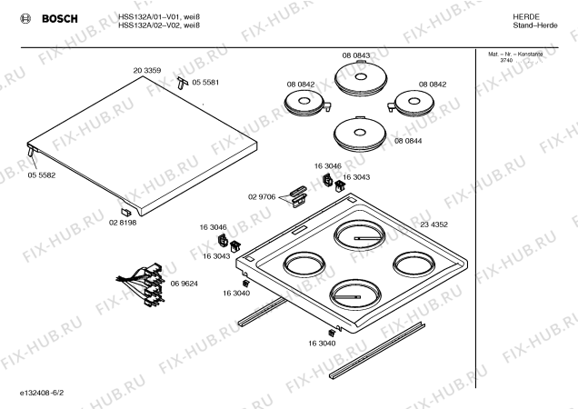 Схема №2 HSS132ACC с изображением Панель управления для электропечи Bosch 00298884