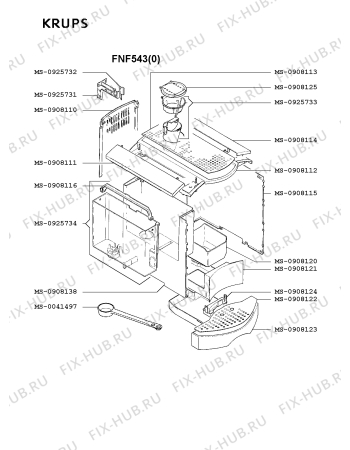 Взрыв-схема кофеварки (кофемашины) Krups FNF543(0) - Схема узла ZP002451.5P3