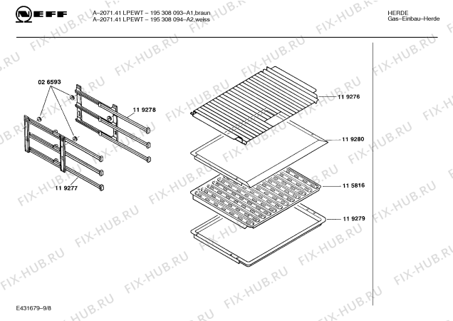 Взрыв-схема плиты (духовки) Neff 195308093 A-2071.41LPEWT - Схема узла 09