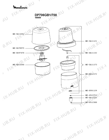 Взрыв-схема блендера (миксера) Moulinex DP706GB1/700 - Схема узла FP003828.3P4