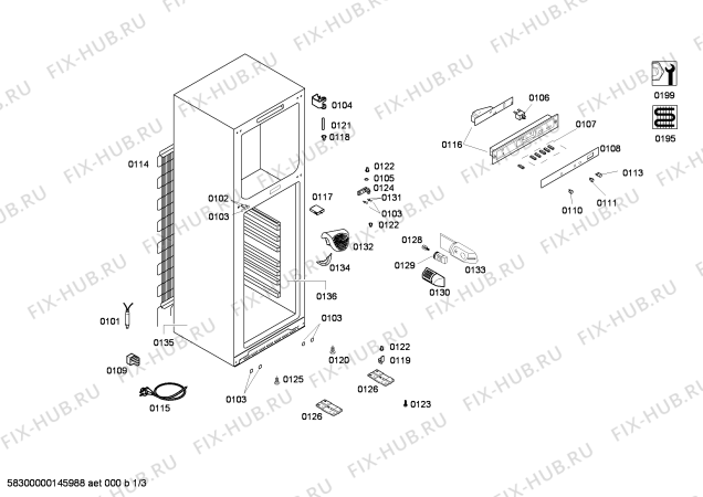 Схема №2 KD33VX45 с изображением Панель для холодильной камеры Siemens 00613316