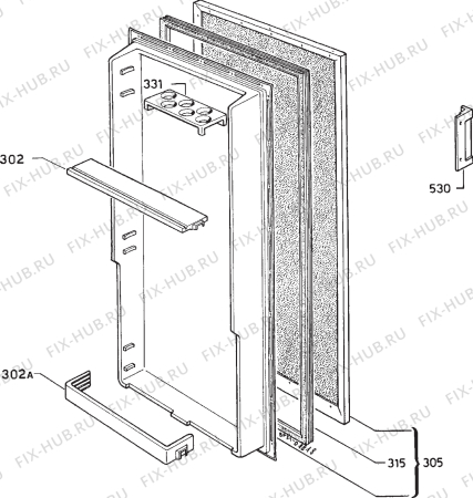 Взрыв-схема холодильника Castor C302 - Схема узла Door 003