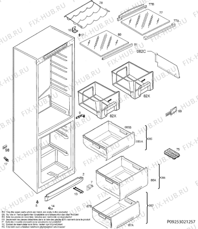 Взрыв-схема холодильника Electrolux ERB3442 - Схема узла Housing 001