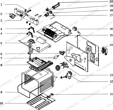 Взрыв-схема плиты (духовки) Indesit FE469209 (F008760) - Схема узла