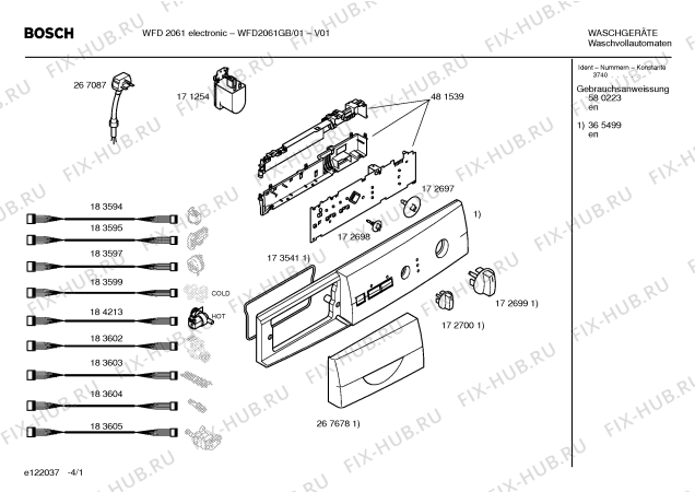Схема №2 WFD2061GB с изображением Инструкция по эксплуатации для стиралки Bosch 00580223